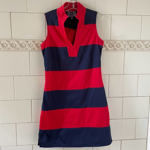 SAIL TO SABLE Navy/Red Striped Cotton Sleeveless Tunic Dress Size XS - Picture 1 of 4